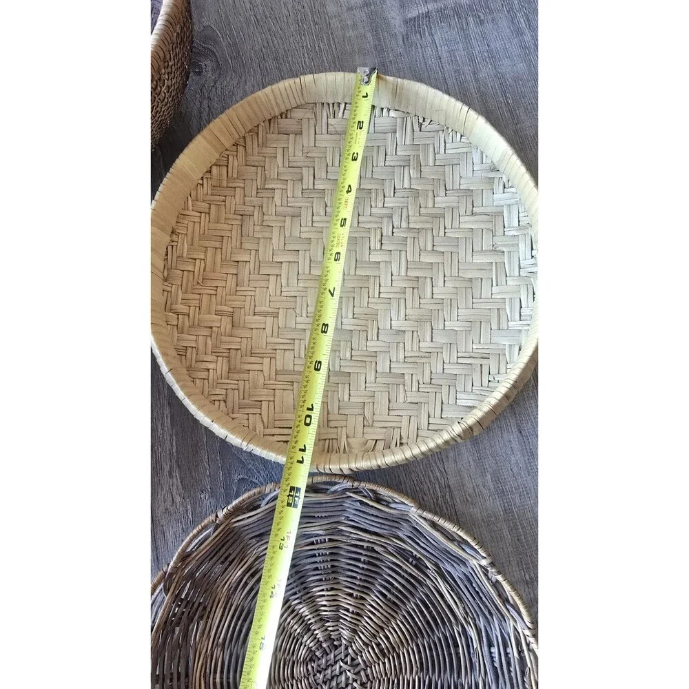 Lot Of 5 Wicker Rattan Basket Decor Boho Vintage Decor Wall / Storage - Picture 11 of 13